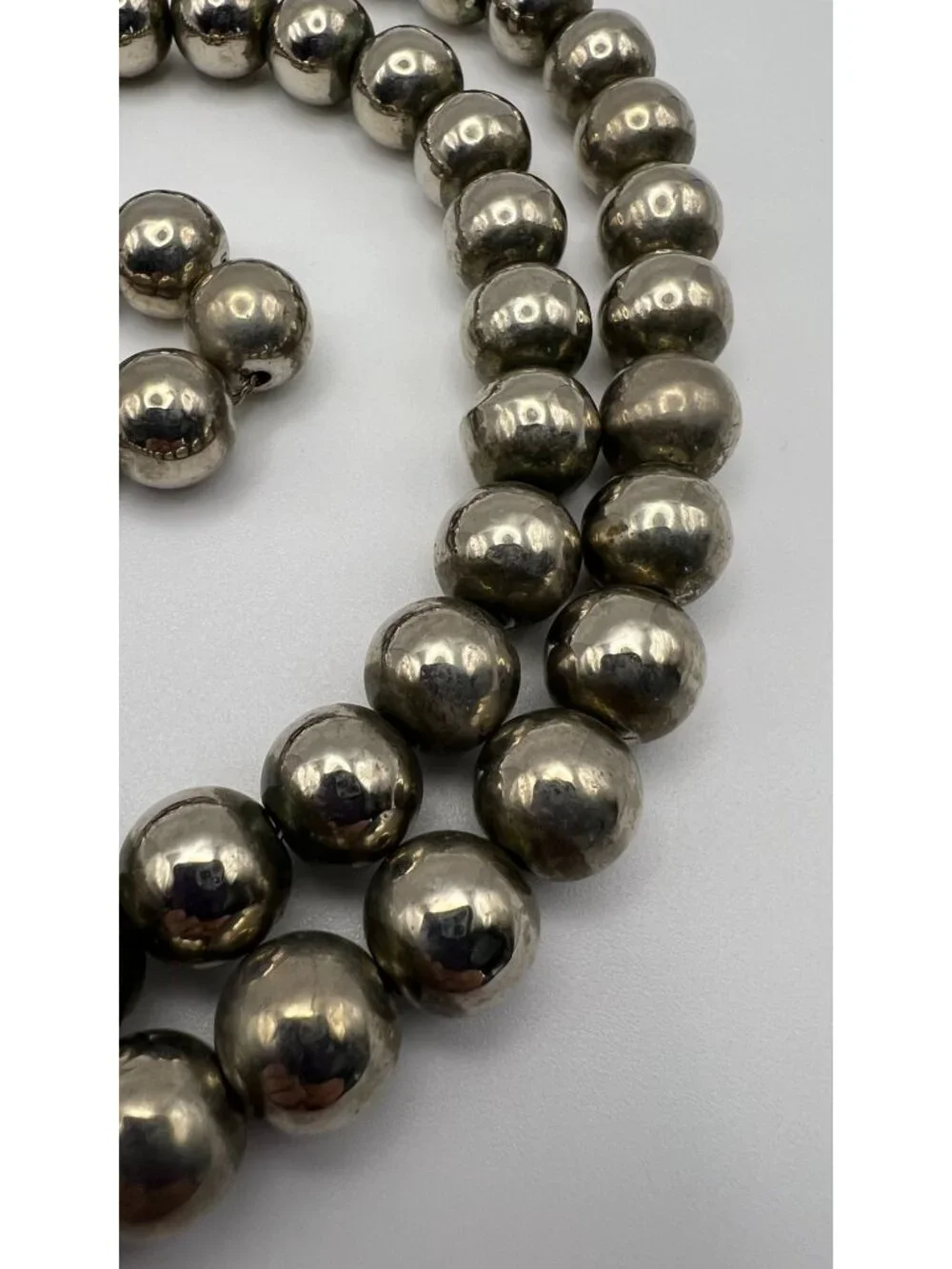 Silver-Tone Korean Bead Necklace With Spring Ring Clasp 24